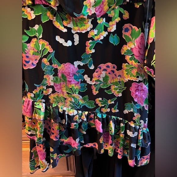 Saloni Felicia Silk Blend Mini Dress Floral Print Black Multi-Color Size… - Picture 11 of 12